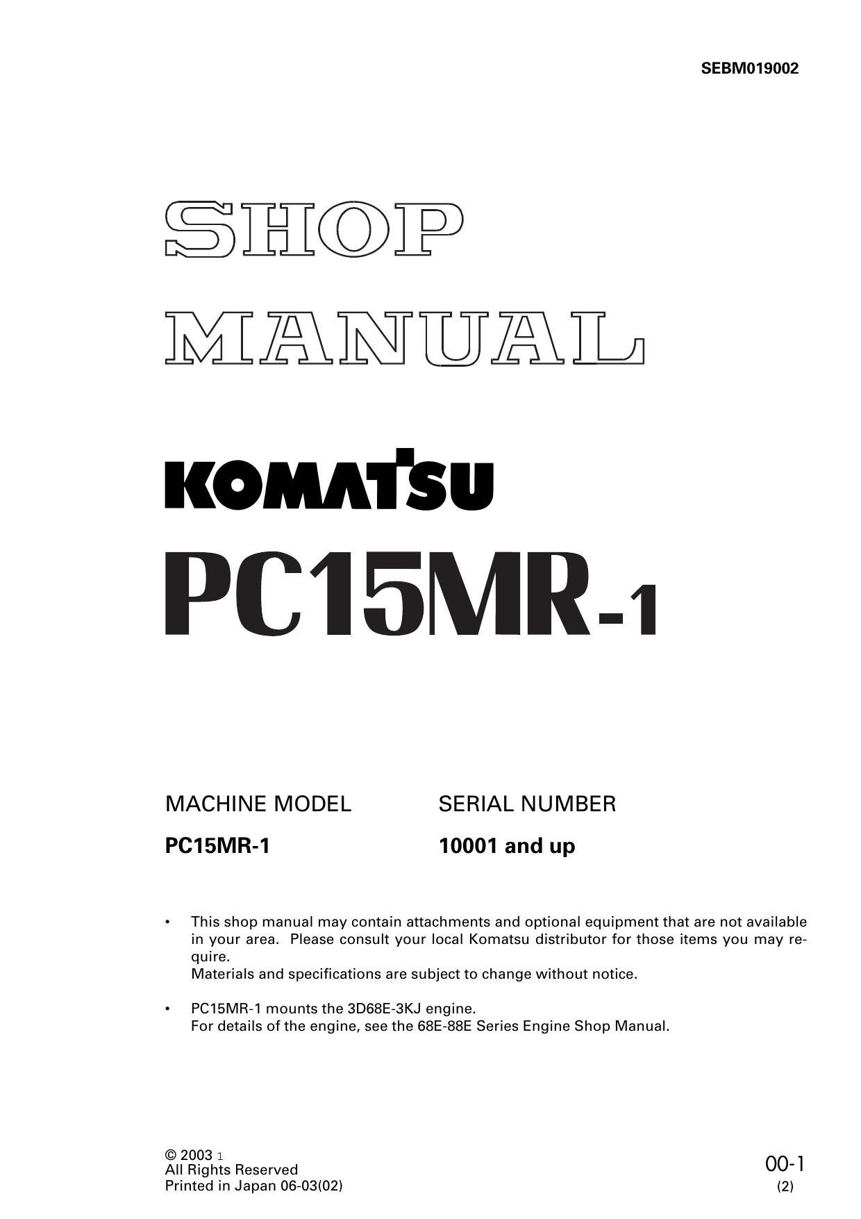 PC15MR-1 Shop Manual